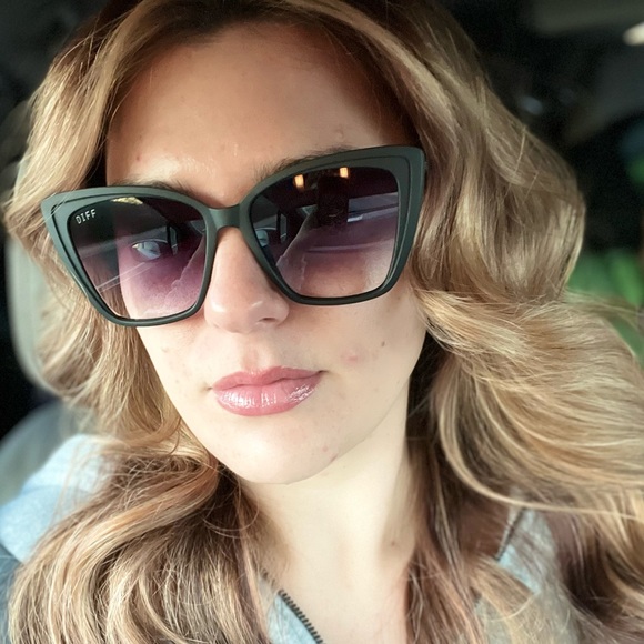 DIFF Heidi Sunglasses Matte Black Frame Grey Gradient Lenses Sharp Cat Eye NIB - Picture 2 of 16